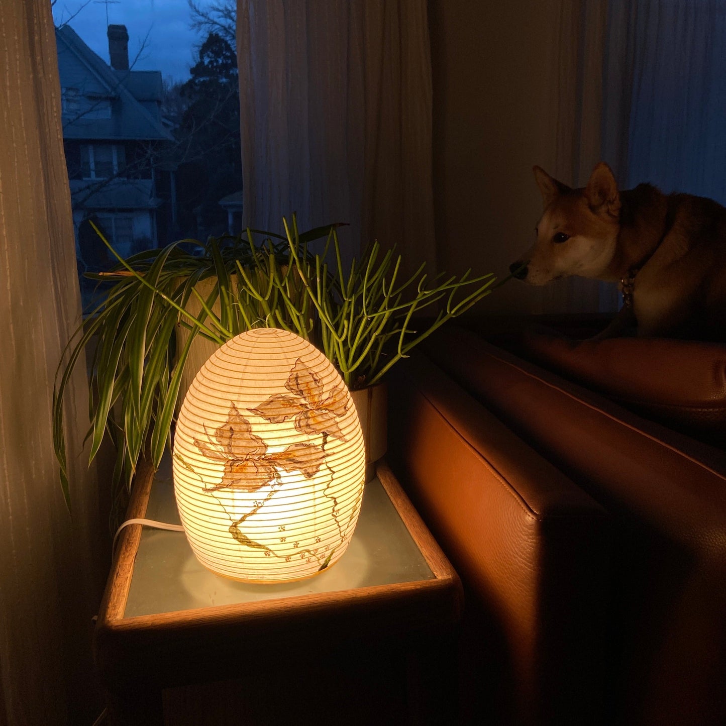 Hand-Painted Paper Lamp by Laura Chautin Table & Desk Lamps Afternoon Light