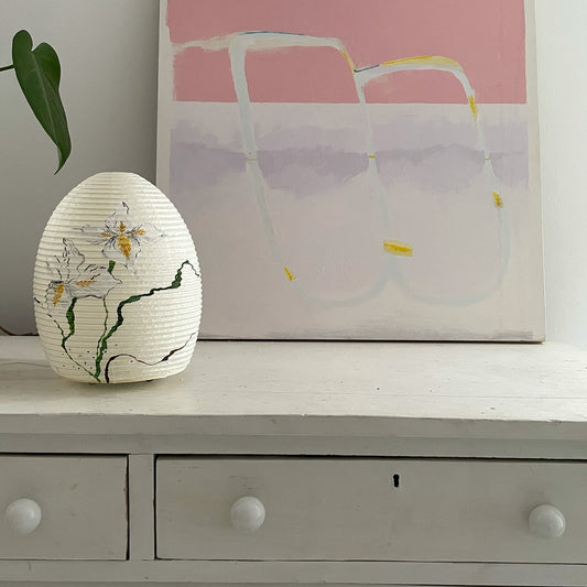 Hand painted Asano Paper Lamp by Laura Chautin TABLE & DESK LAMPS Afternoon Light 